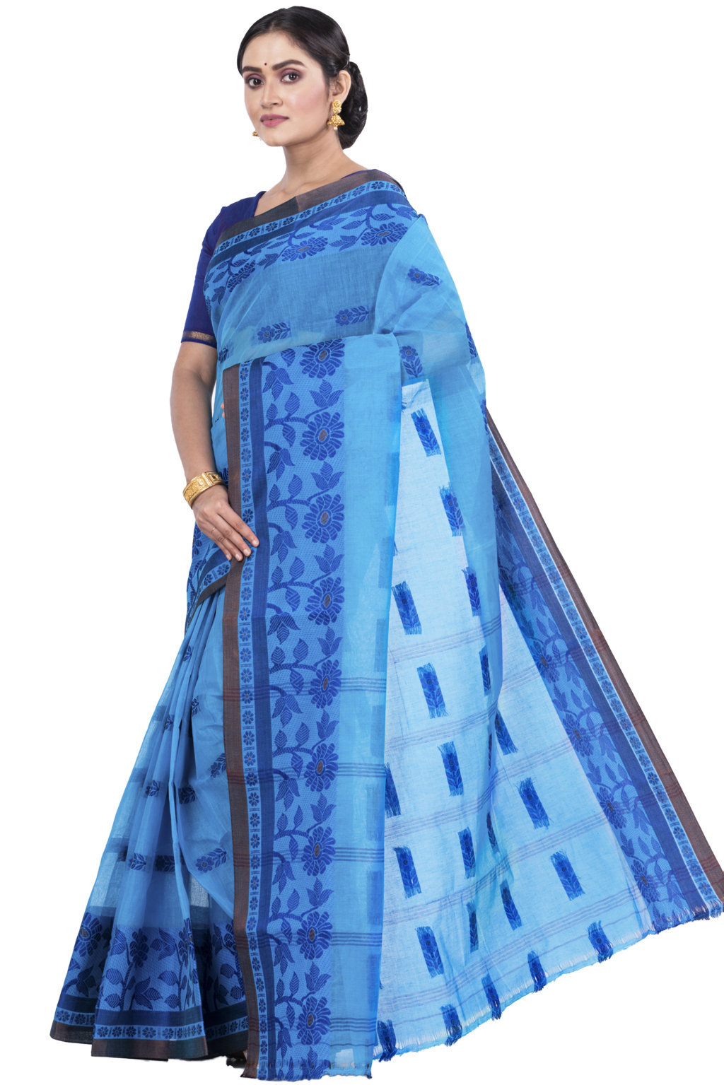 Blue Pure Cotton Fultop_Tant Tant Saree (850)